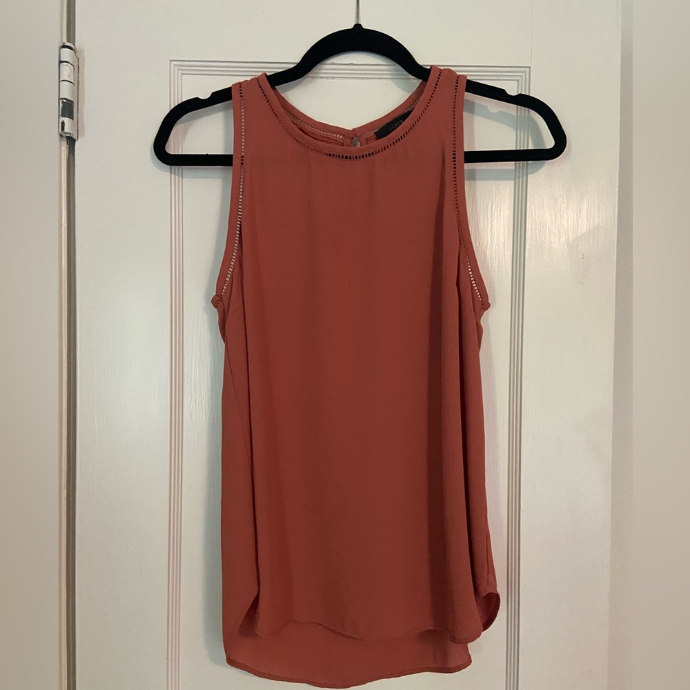 JCrew high neck tank blouse, orange, size 4